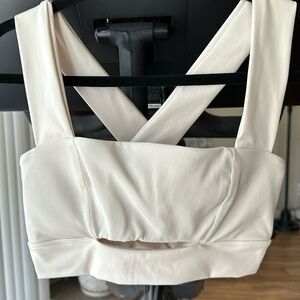 LSPACE Active Cream Sports Bra, Size M